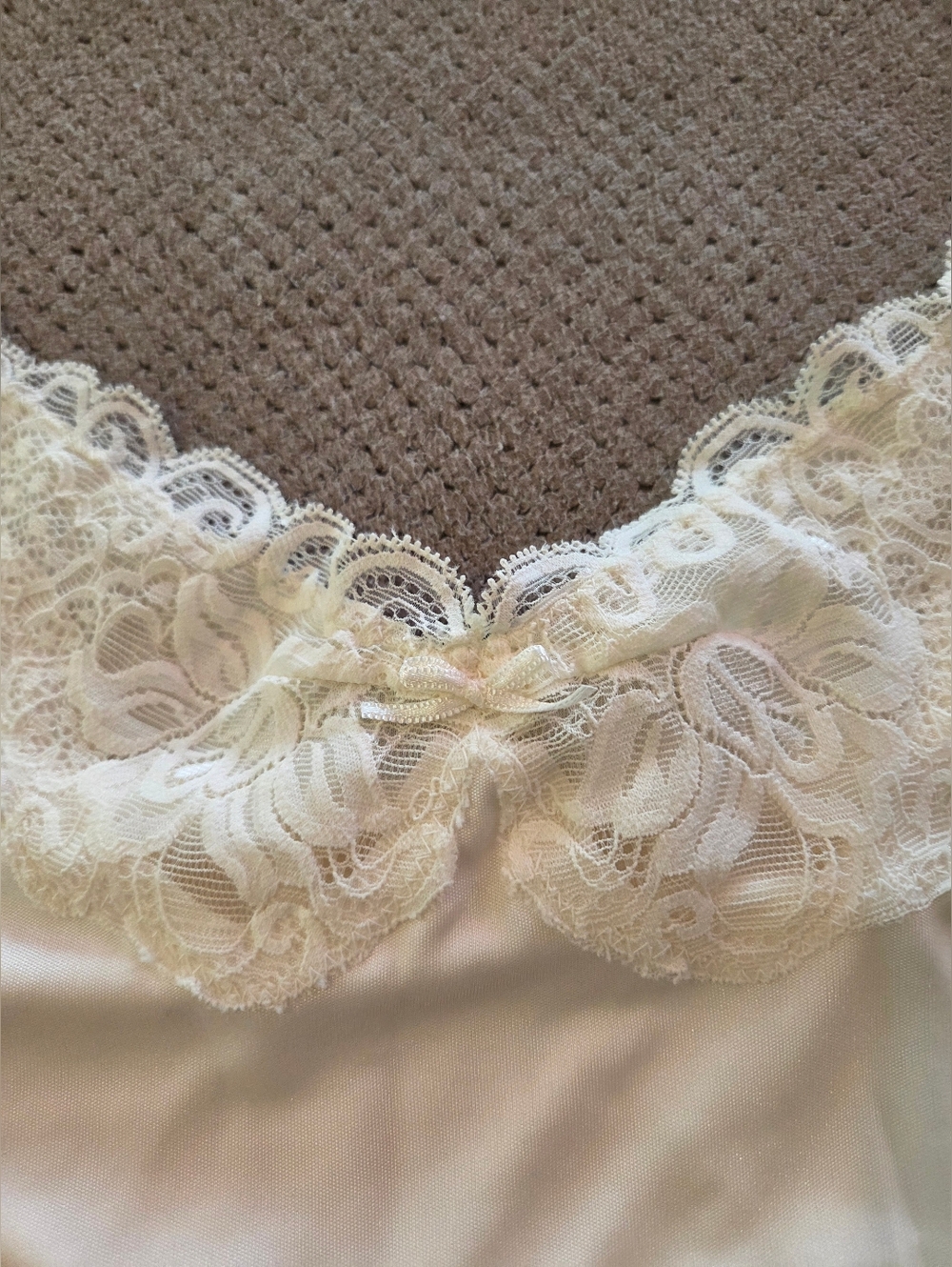 Vintage The Limited Women's large Lace Trim Babydoll Cami Stretch Ivory/off whit - Picture 7 of 14